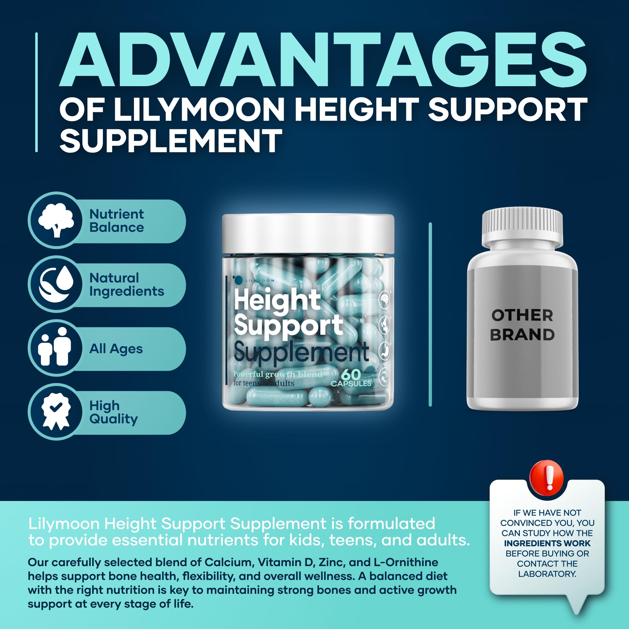 LM LILYNUTRAMOON zinc and L-ornithine blend near the label for joint and muscle function