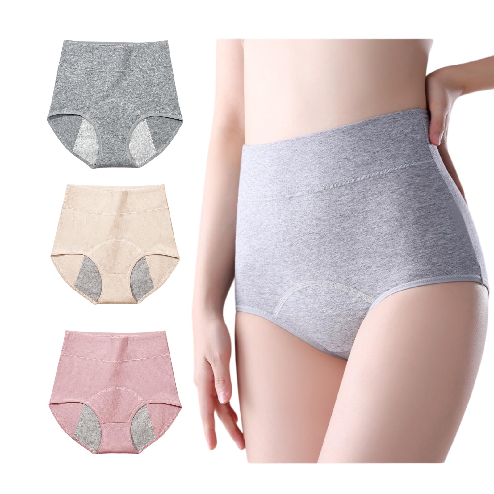Lmaray 3-pack underwear front view, discreet protection for light leaks.