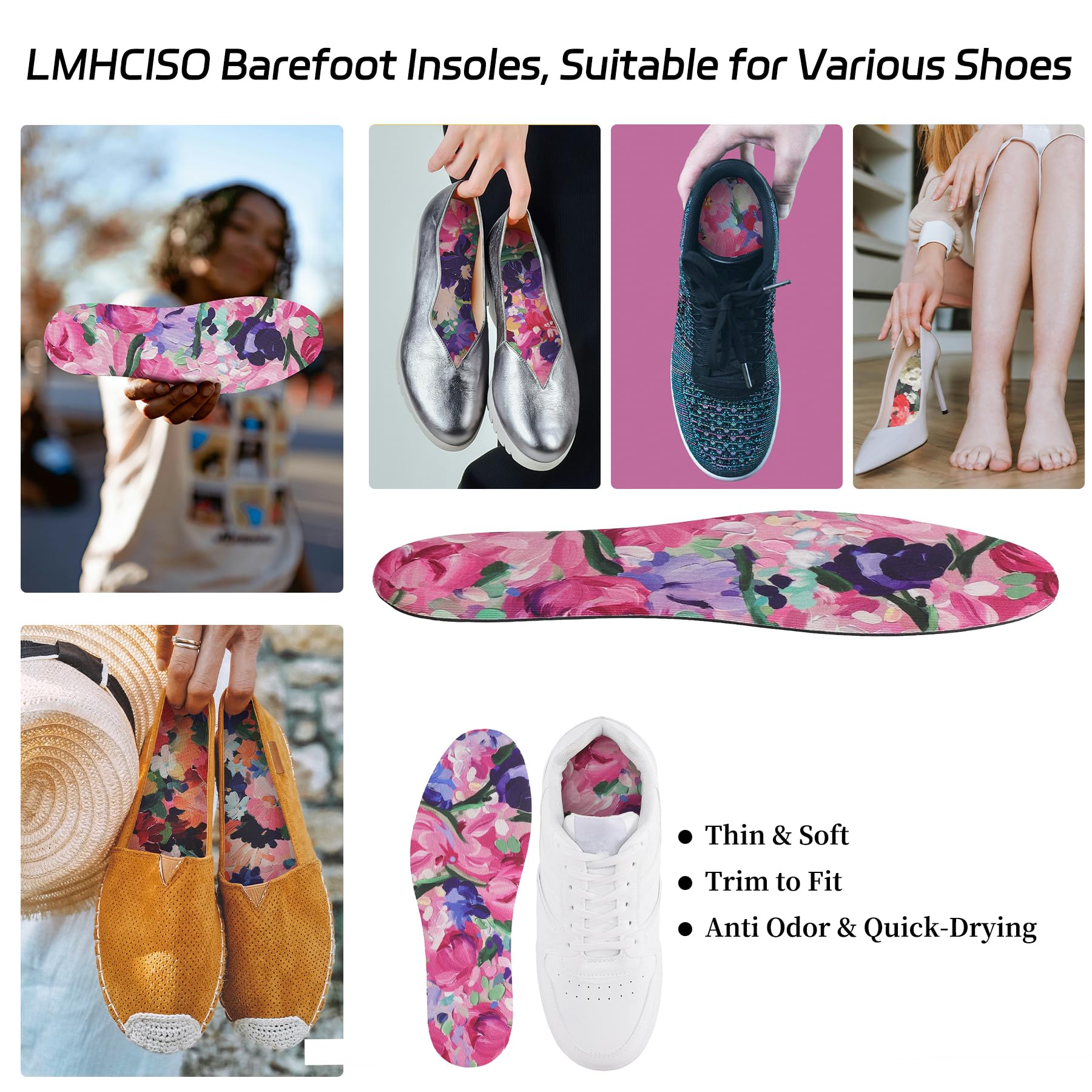 LMHCISO anti-odor floral insoles ideal for sneakers and boots