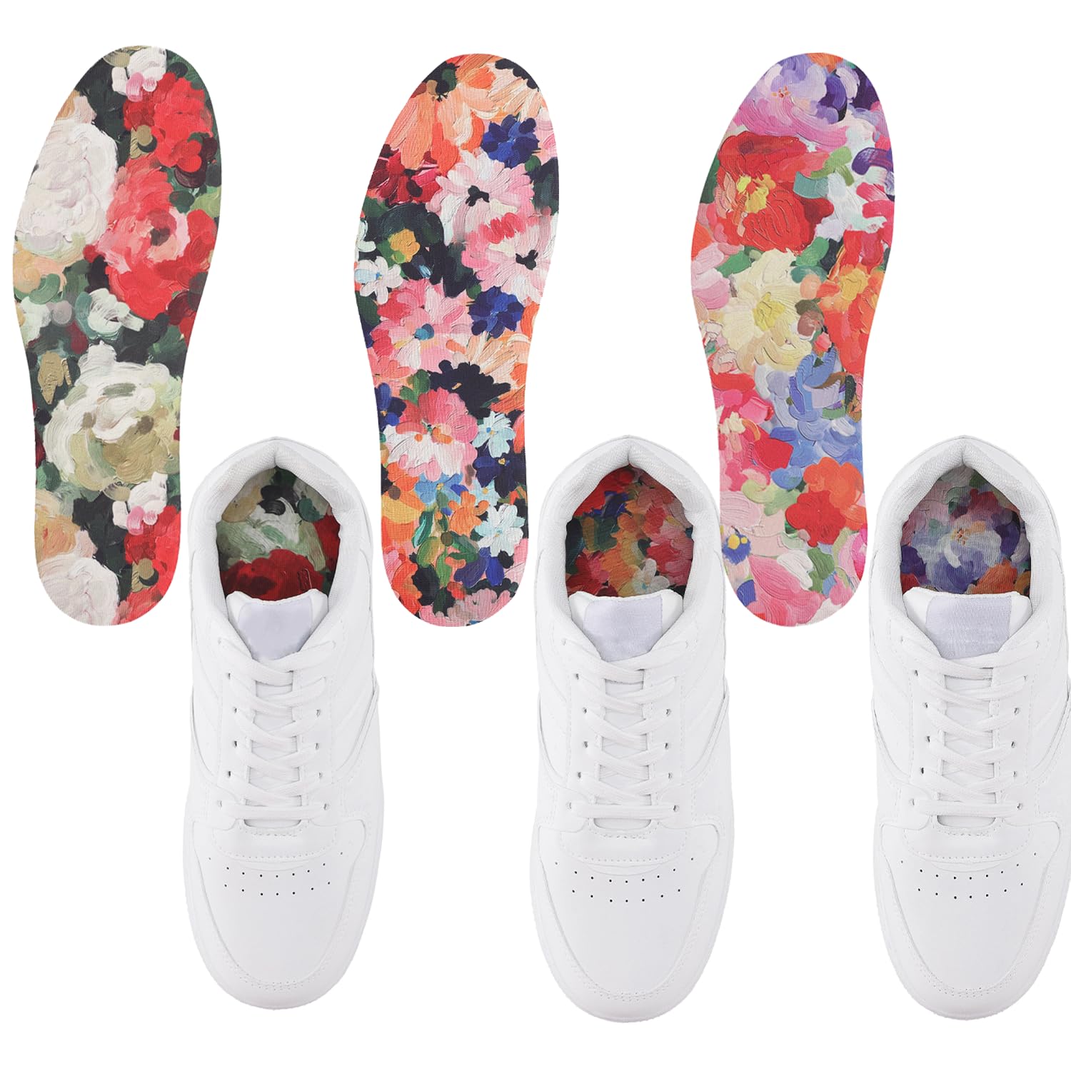 LMHCISO floral-no-show insoles provide discreet comfort for women's sneakers
