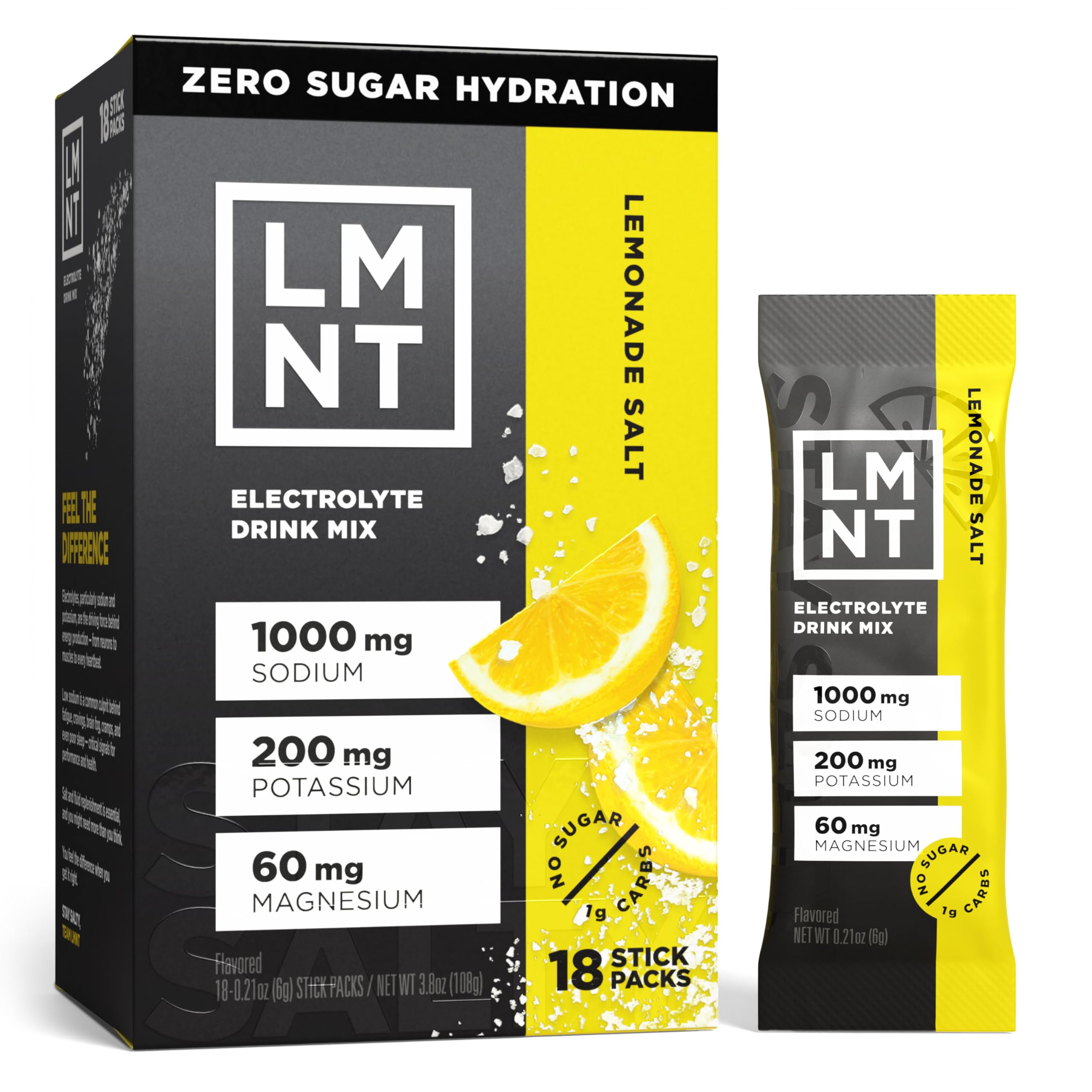 LMNT Lemonade Zero Sugar bottle for on-the-go hydration and refreshing electrolytes