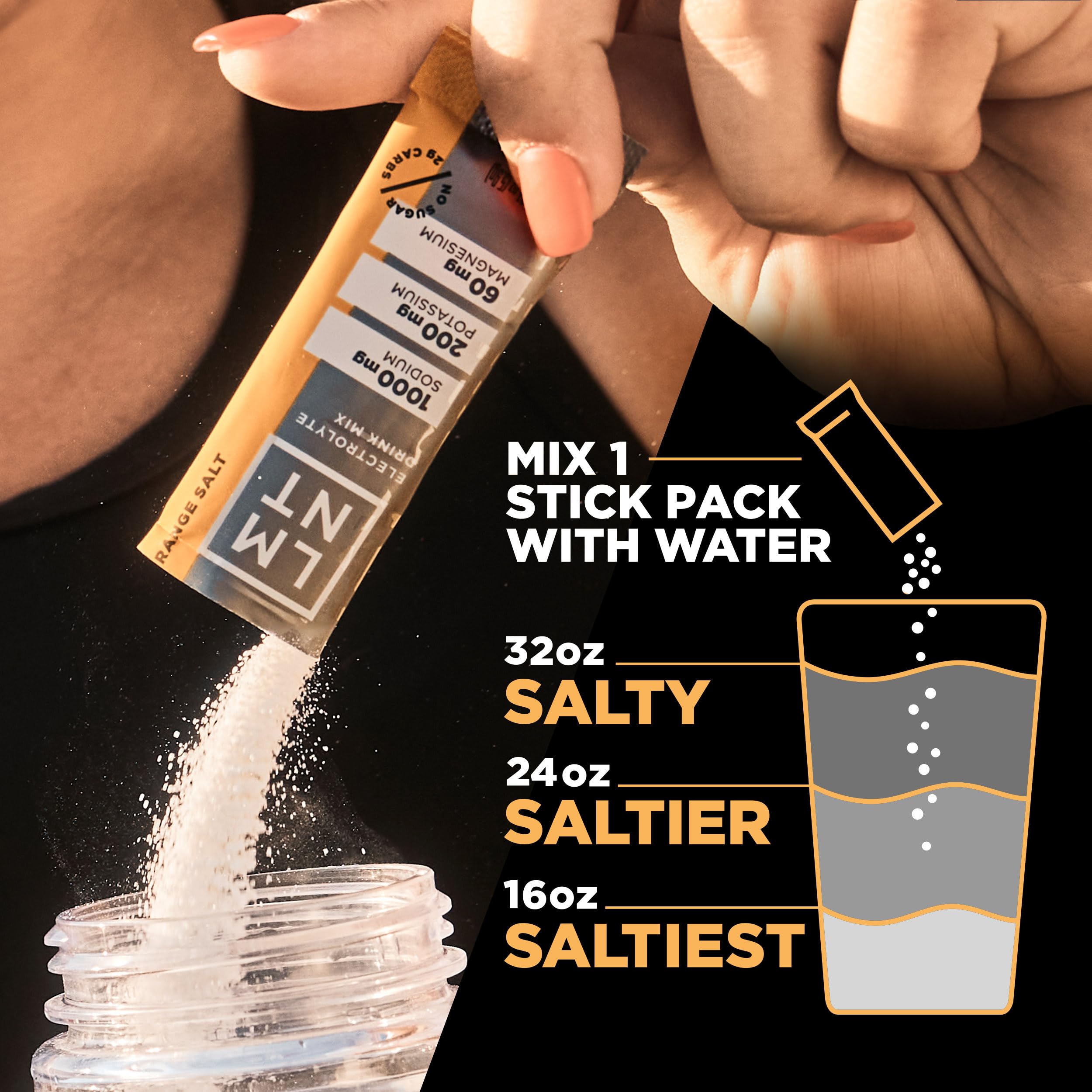 Active athlete using LMNT Orange Salt during a run for hydration