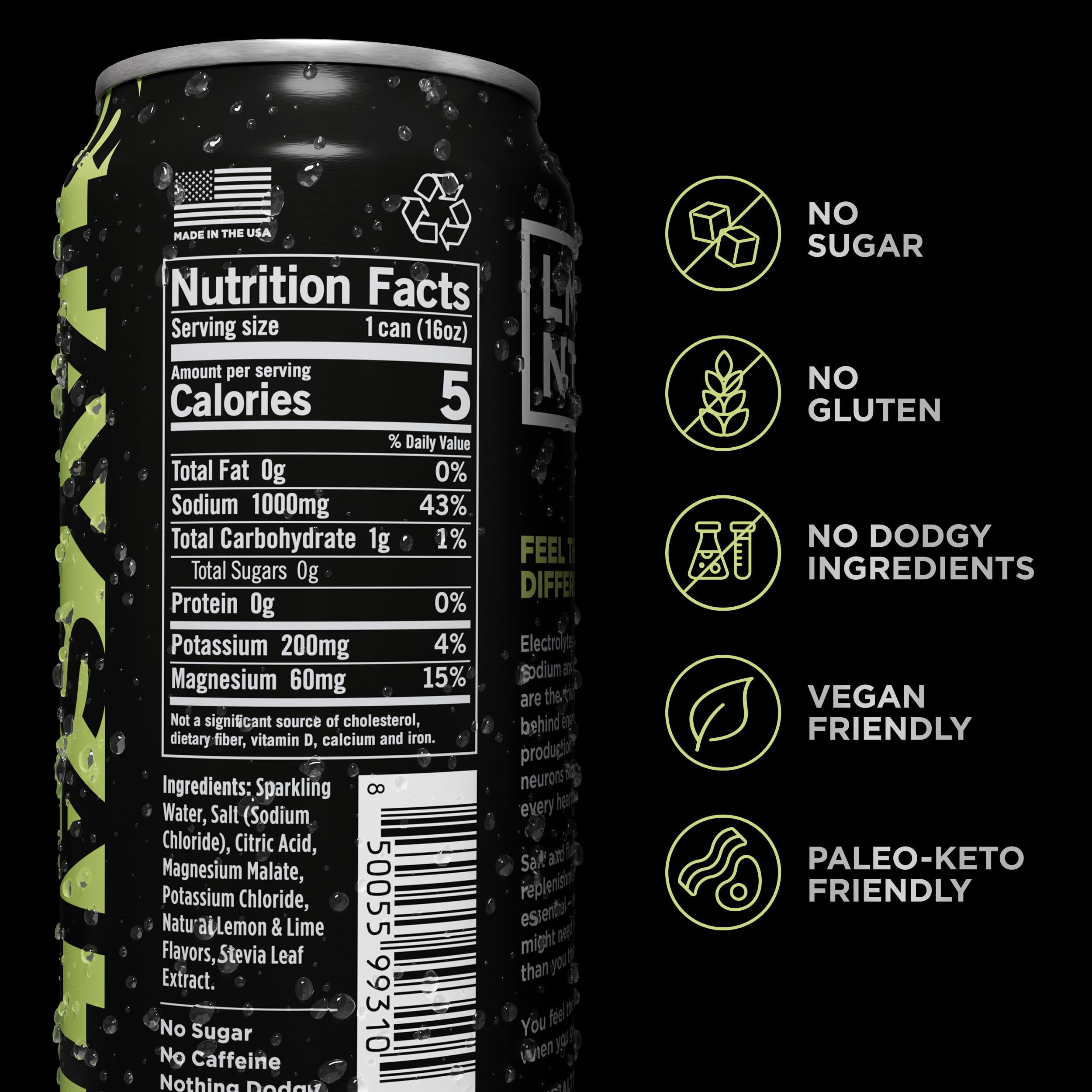 LMNT Sparkling Citrus Salt can shown for convenient electrolyte balance on the go.