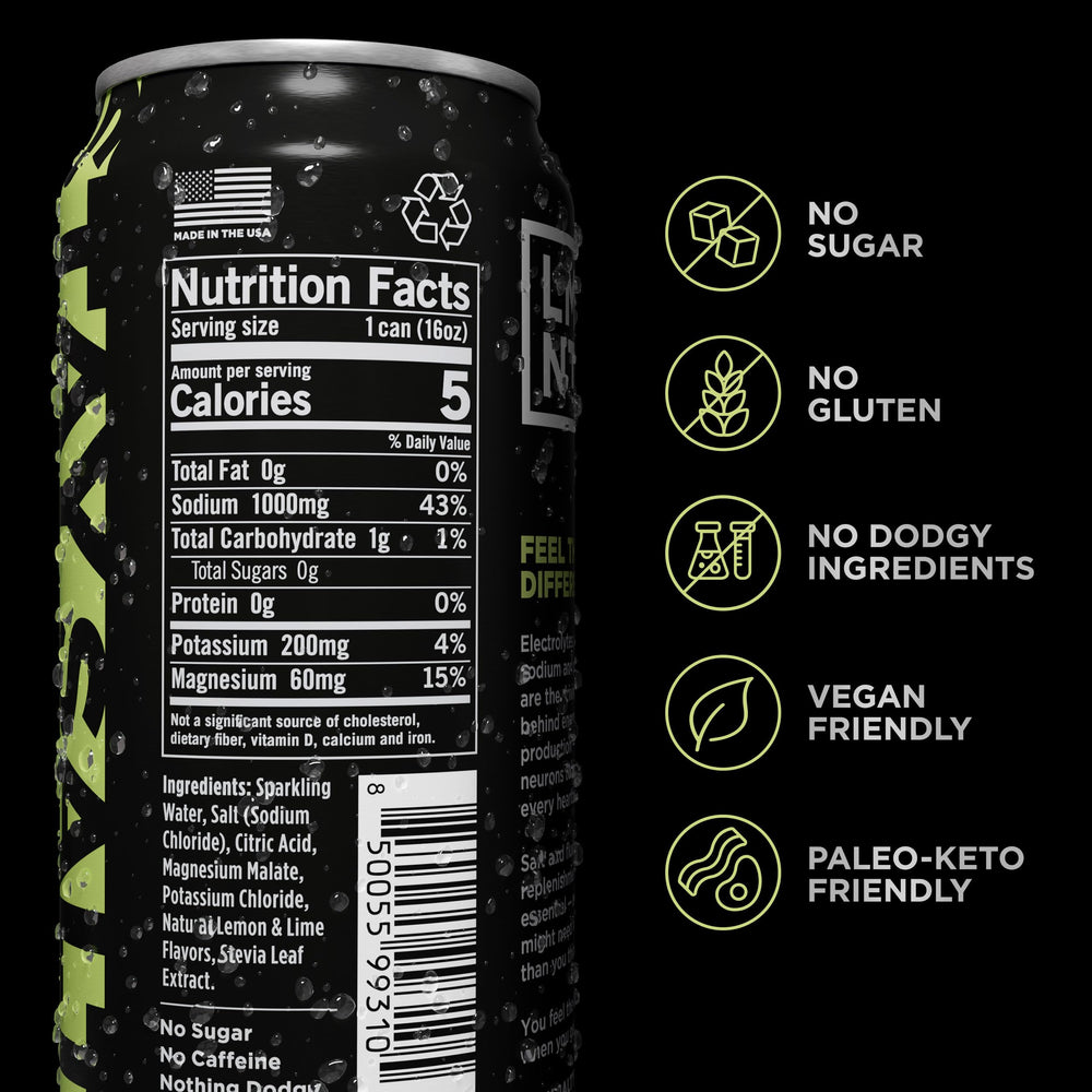 LMNT Sparkling Citrus Salt can shown for convenient electrolyte balance on the go.