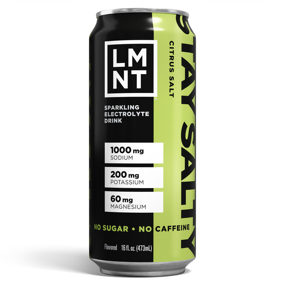 Glass with LMNT Sparkling Citrus Salt and bubbles for everyday hydration.
