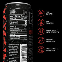 LMNT Sparkling Watermelon Can closeup enhances during workouts with clean electrolytes.