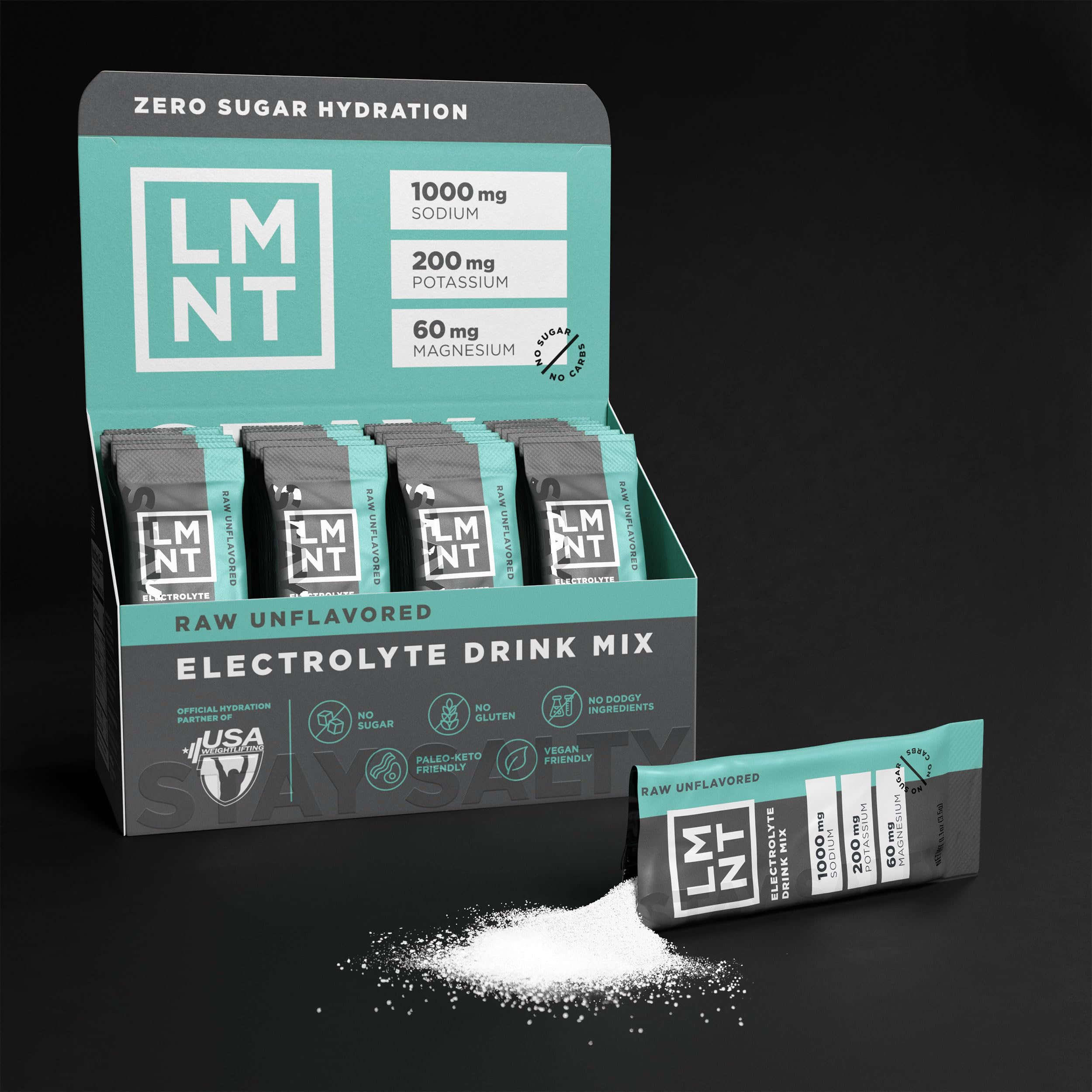 Glass of LMNT Zero Sugar electrolyte drink after a workout session