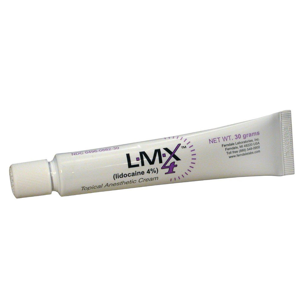 LMX4 30g tube held beside packaging shows portable pain relief option