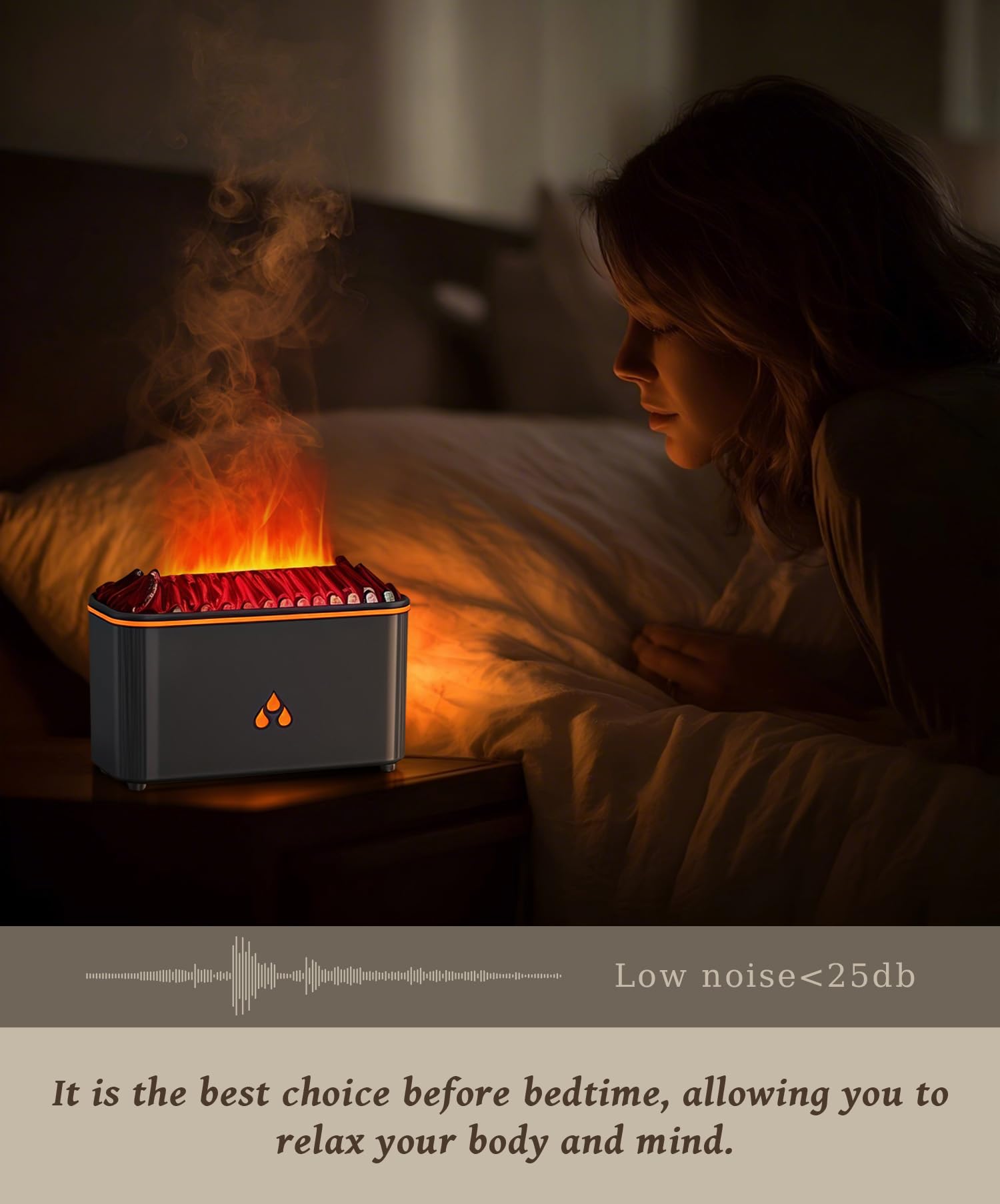 Lmzoka seven-color LED diffuser provides mood lighting for meditation or sleep.