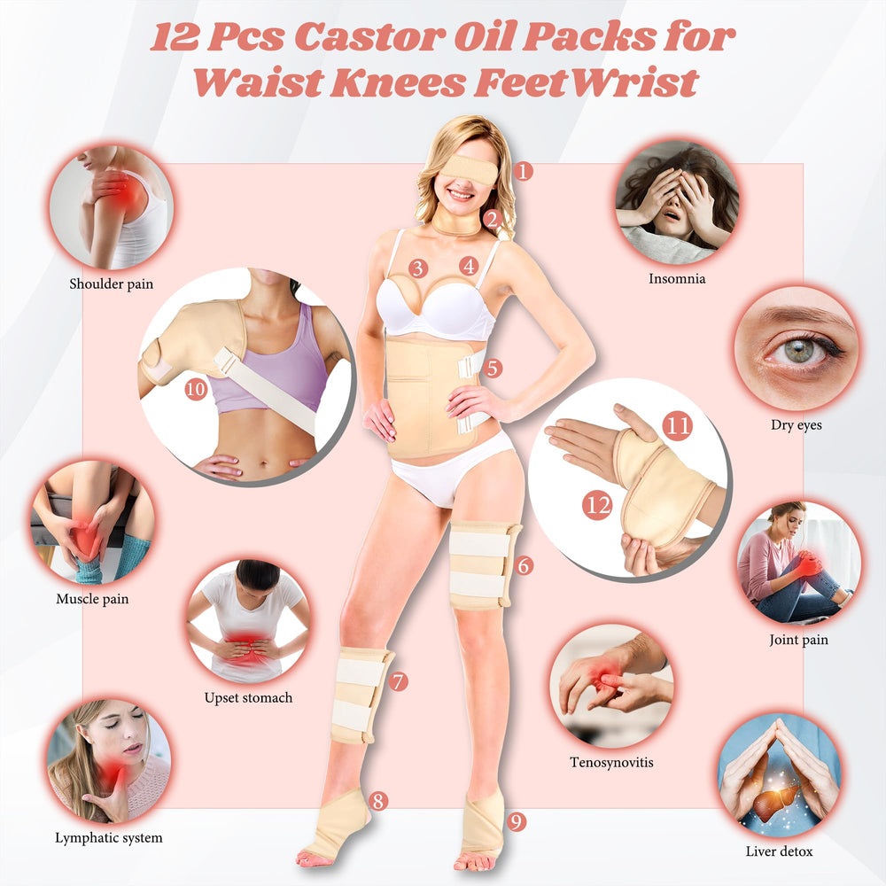 Lnkful neck castor oil wrap for neck tension relief and warmth