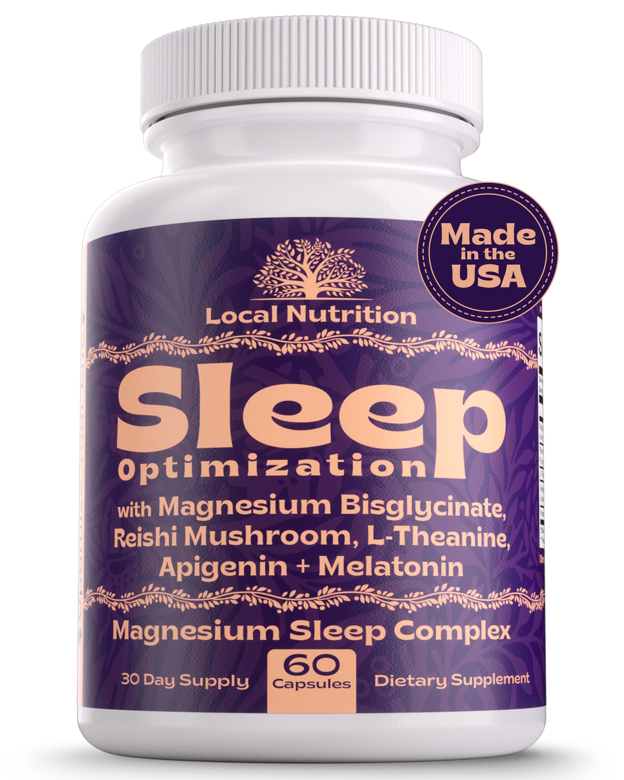 Local Nutrition Sleep Aid bottle front with capsules for calmer nights