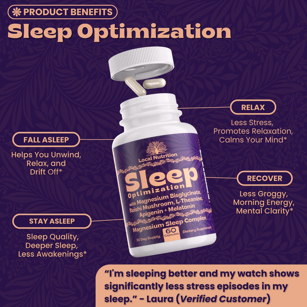 Local Nutrition Sleep Aid label details showcase USA-made GMP quality