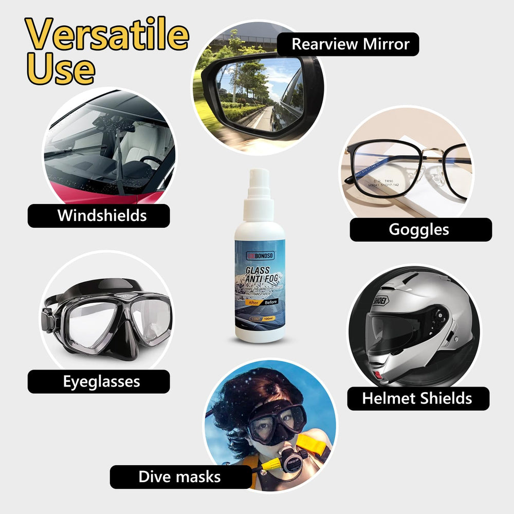 LOCBONDSO anti fog spray on car windshield improving driving visibility.