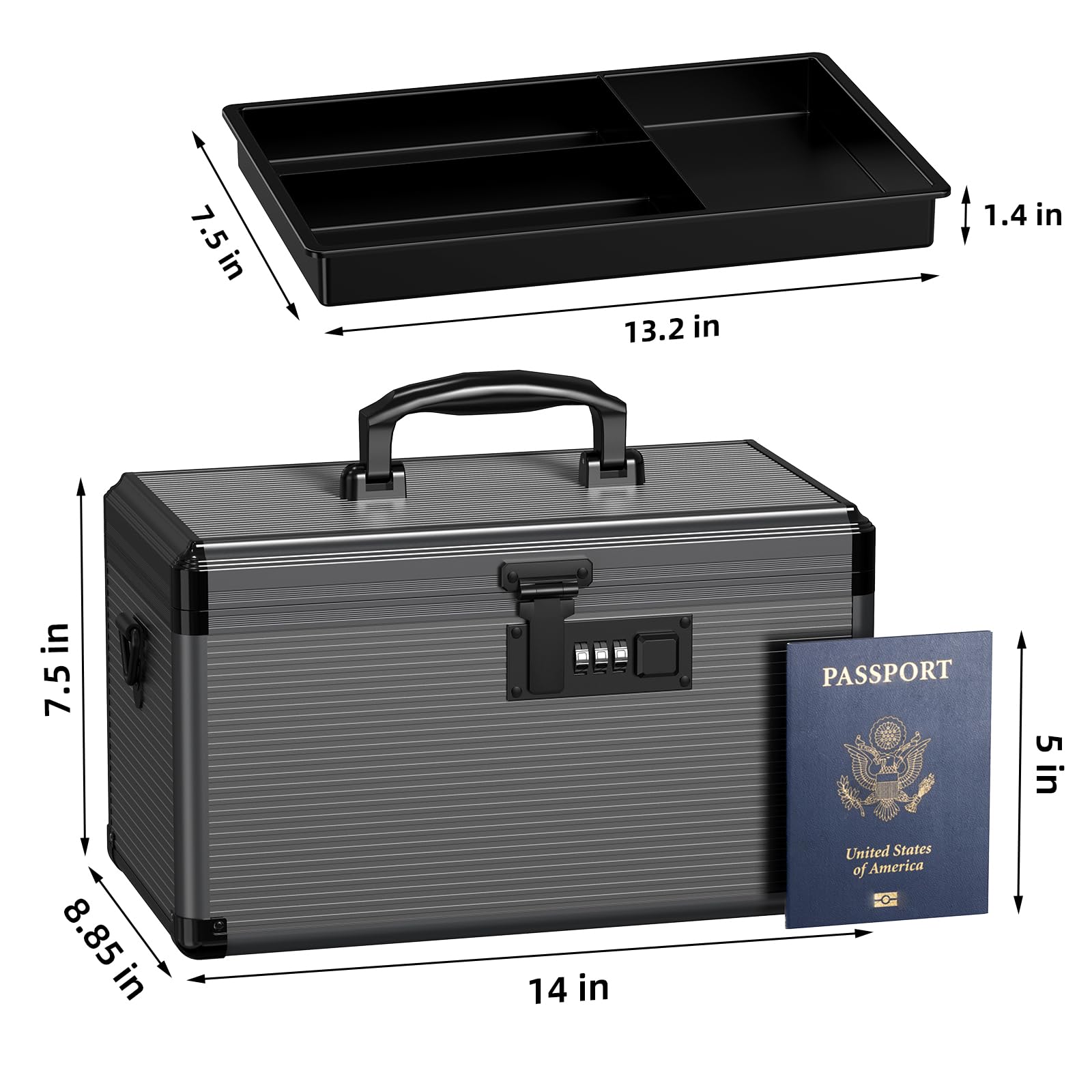 Lockbako medicine lock box lid open displaying keyless access and layout