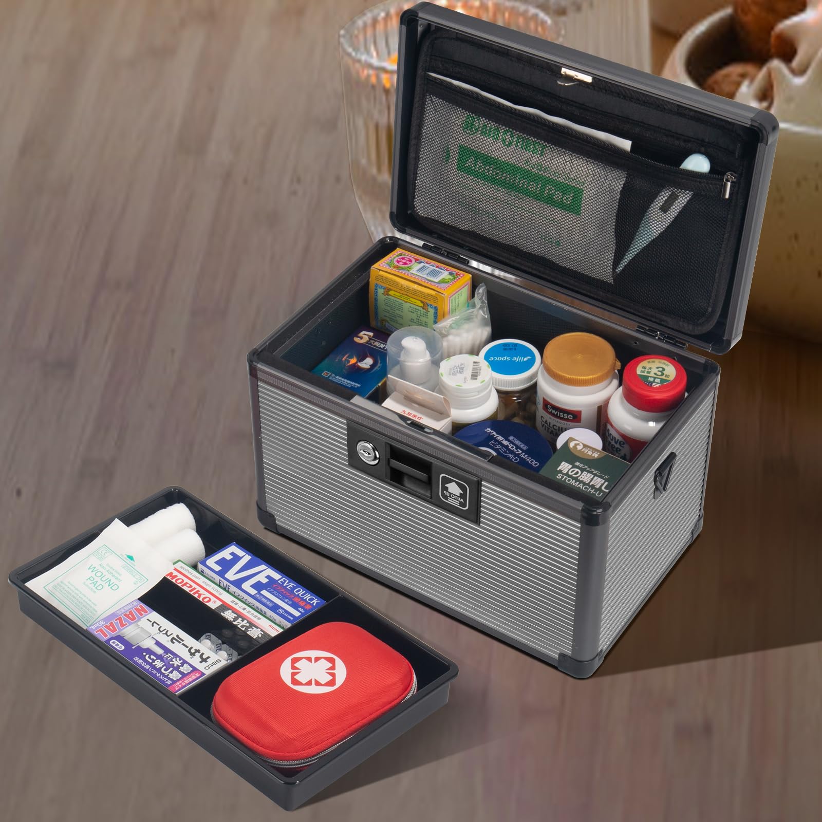 Lockbako medicine lock box aluminum frame offers sturdy protection.