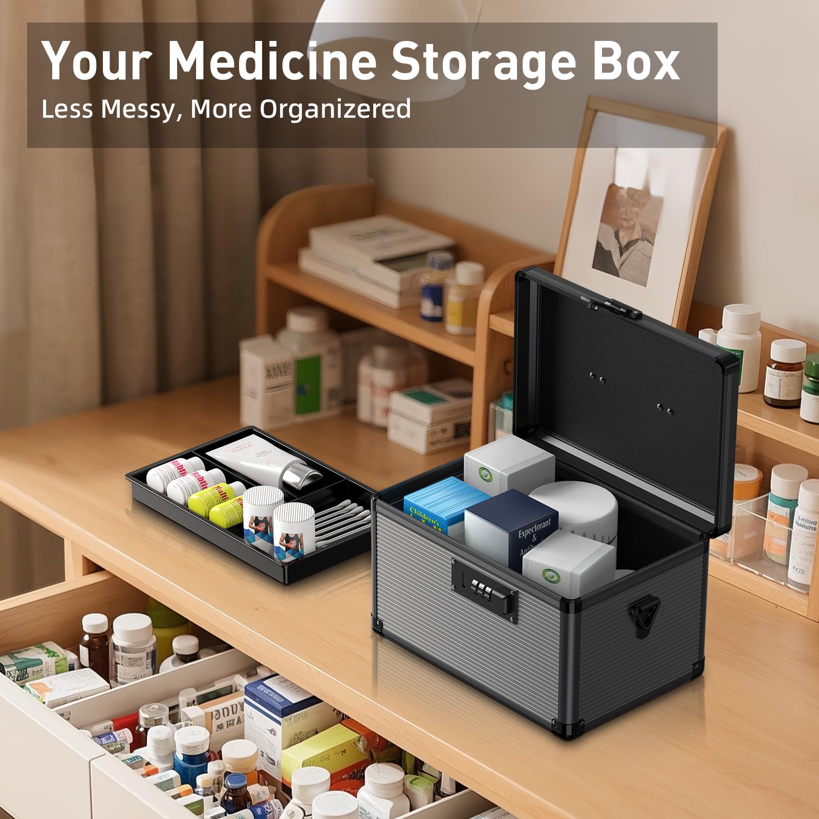 Lockbako medicine lock box ready for home, clinic, or travel use.