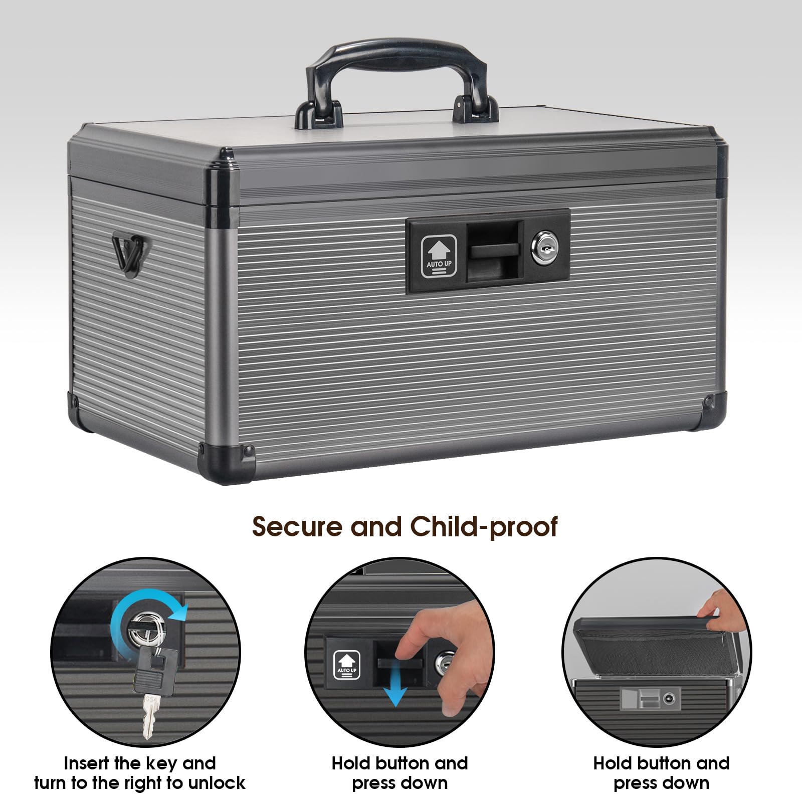 Lockbako medicine lock box with keys highlights secure access.