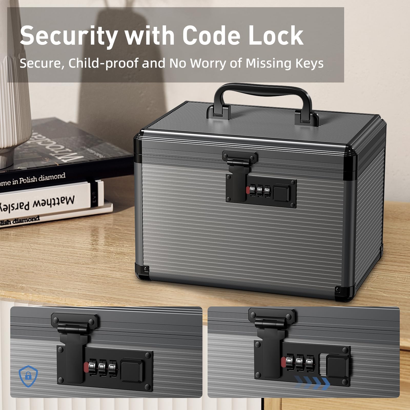 Portable handle on the Lockbako box for easy transport at home or travel.