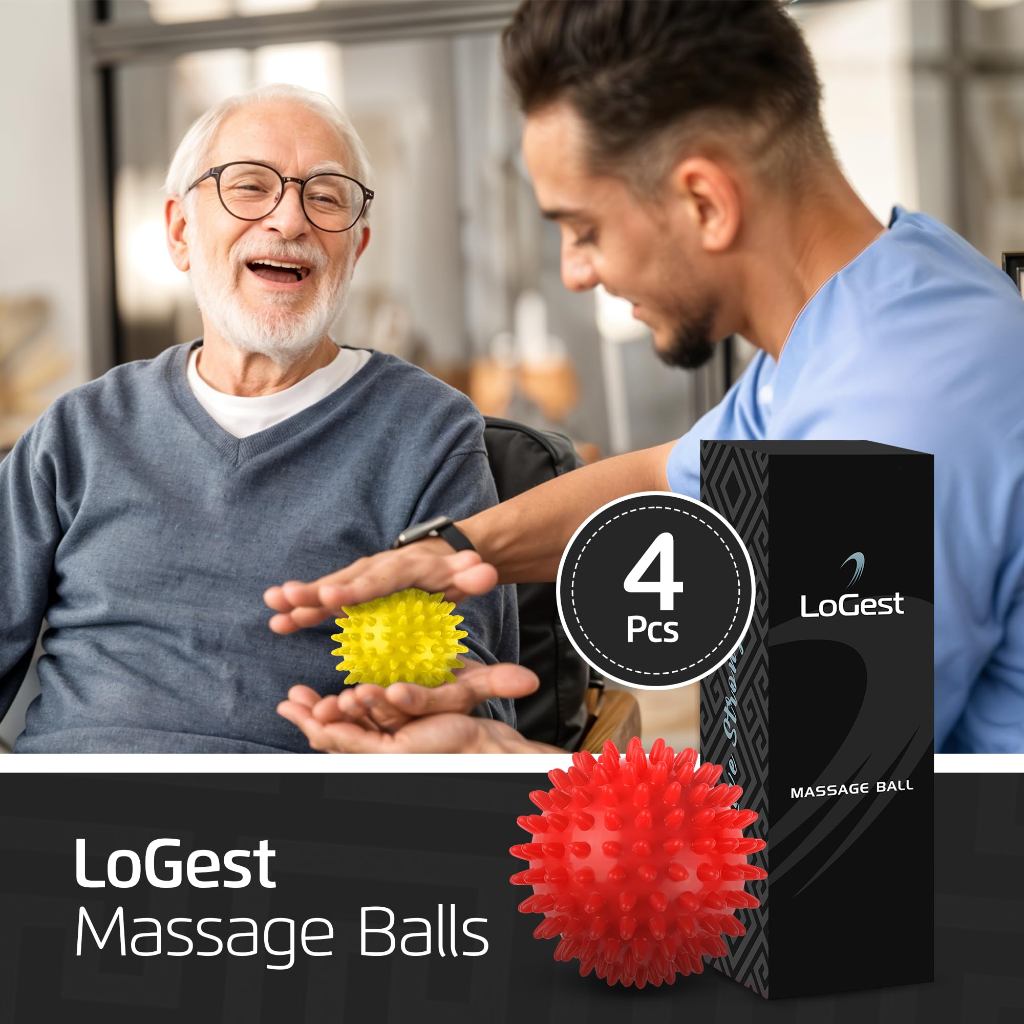 Logest massage ball set carried in the included bag for on-the-go care.