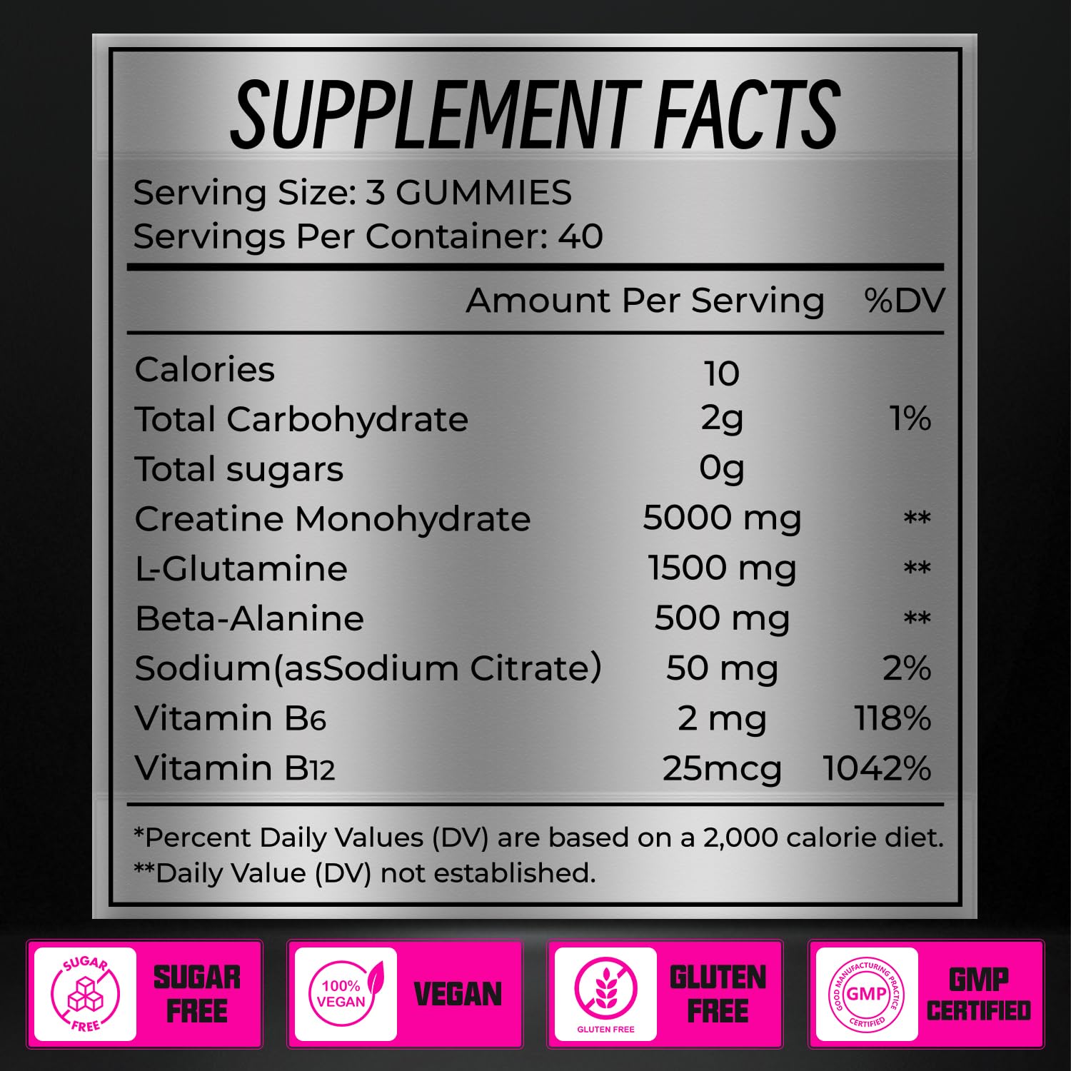 Loiomay nutrition facts panel reflecting vegan, non-GMO, sugar-free attributes