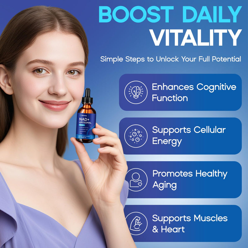 loiomay NAD formula with NR and resveratrol shown with CoQ10 and collagen