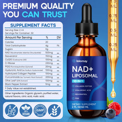 Close-up of dropper releasing NAD+ drops for easy dosing