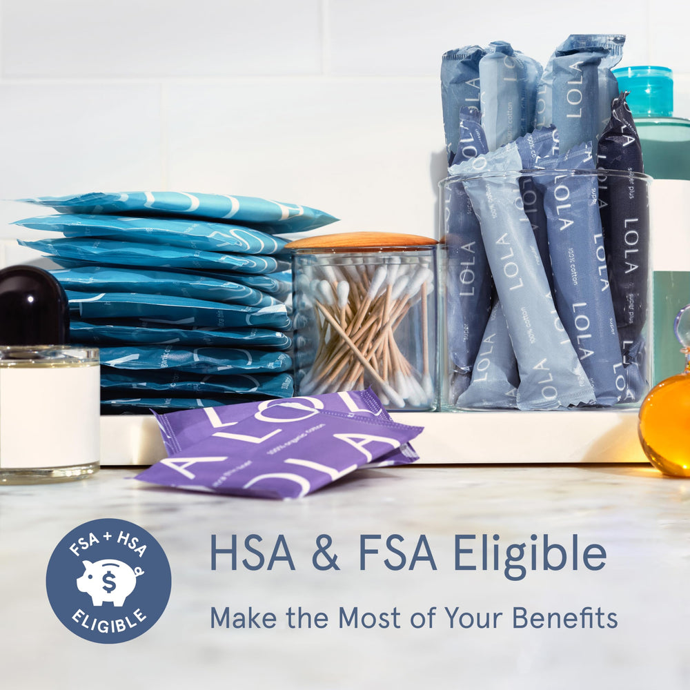 LOLA hypoallergenic gynecologist-approved label on tampon packaging