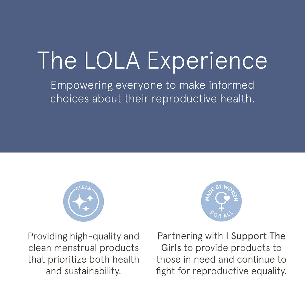 LOLA Organic Cotton Tampons highlighting organic cotton core