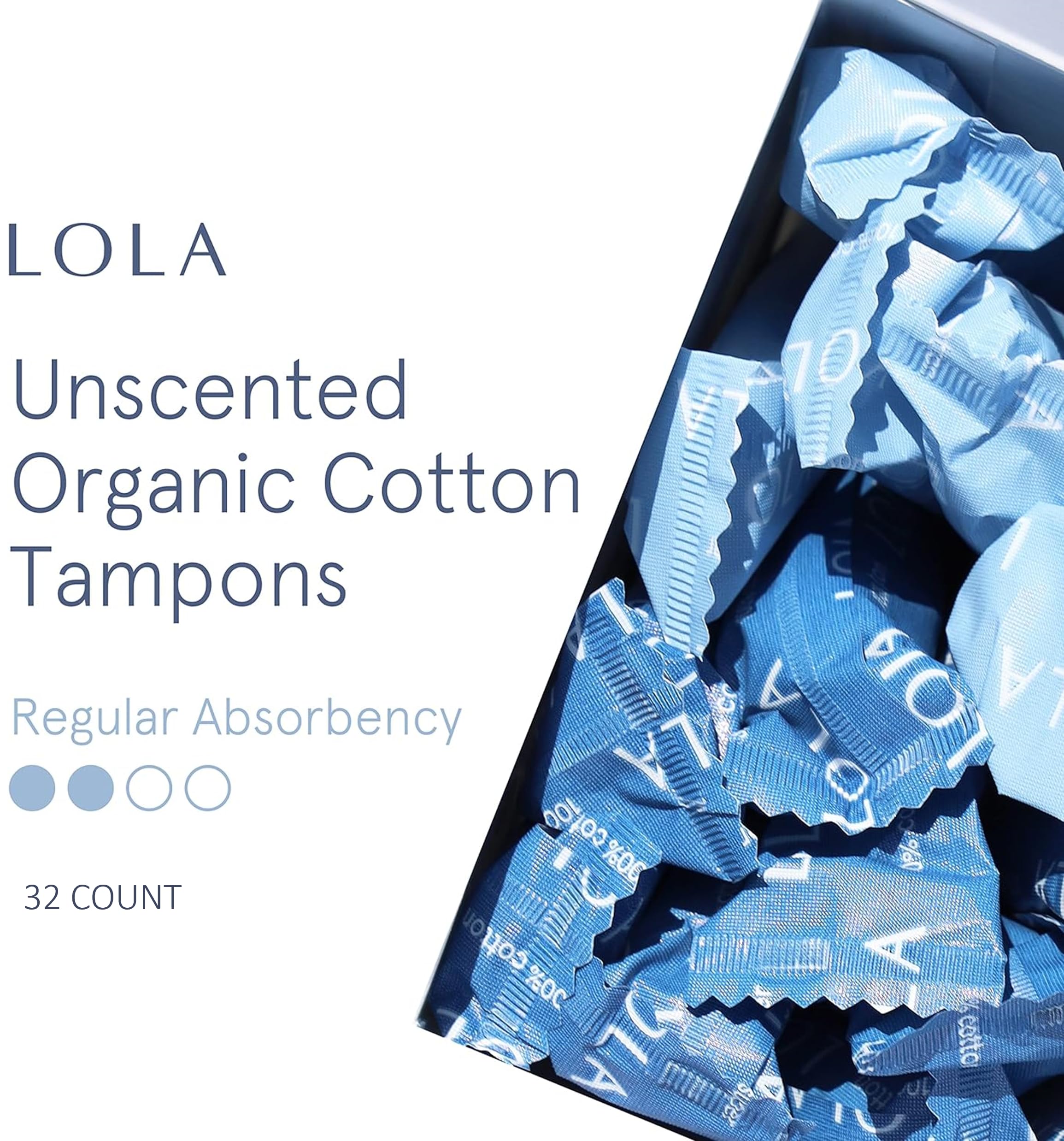 LOLA Organic Tampons applicator close-up shows toxin-free plastic and easy insertion.