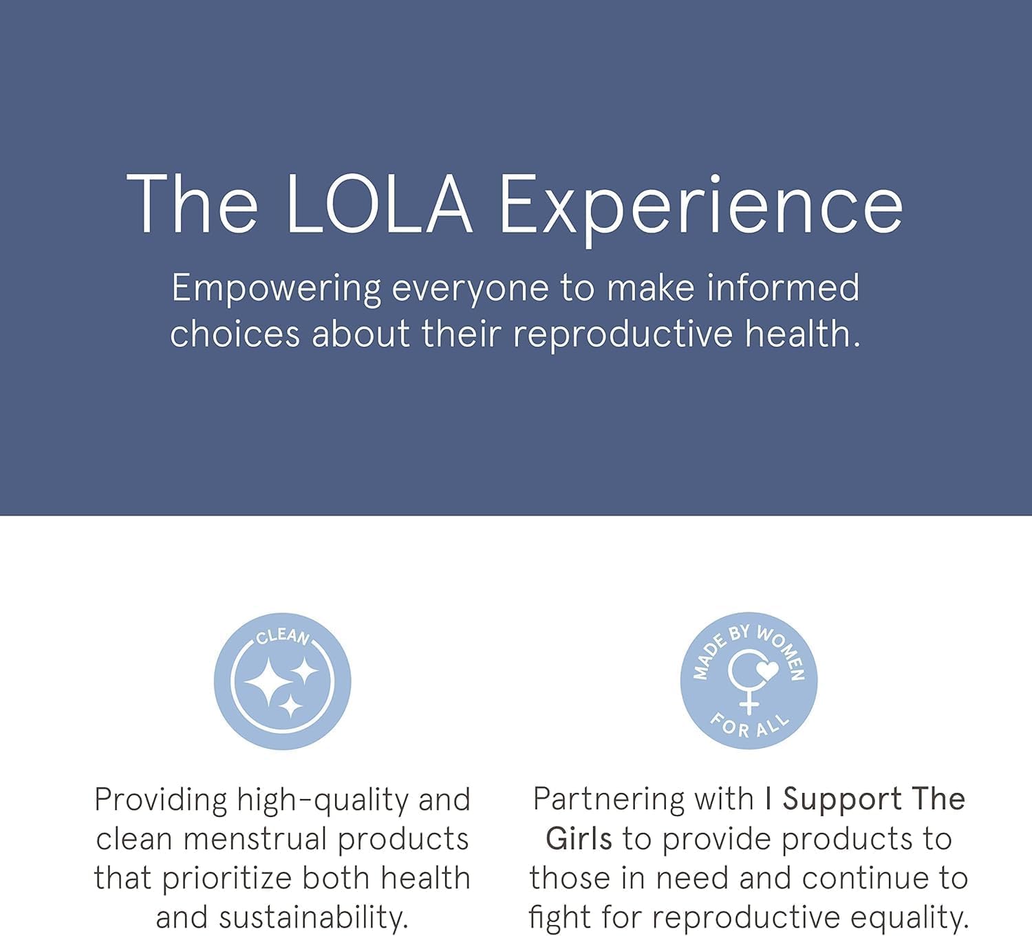LOLA pads available from XS to 5XL, showing inclusive sizing.