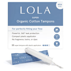 LOLA Super Tampons packaging shows an 80-count box for convenient restocking.