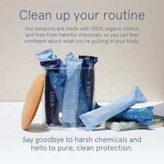 Compact design makes LOLA tampons easy to carry discreetly.