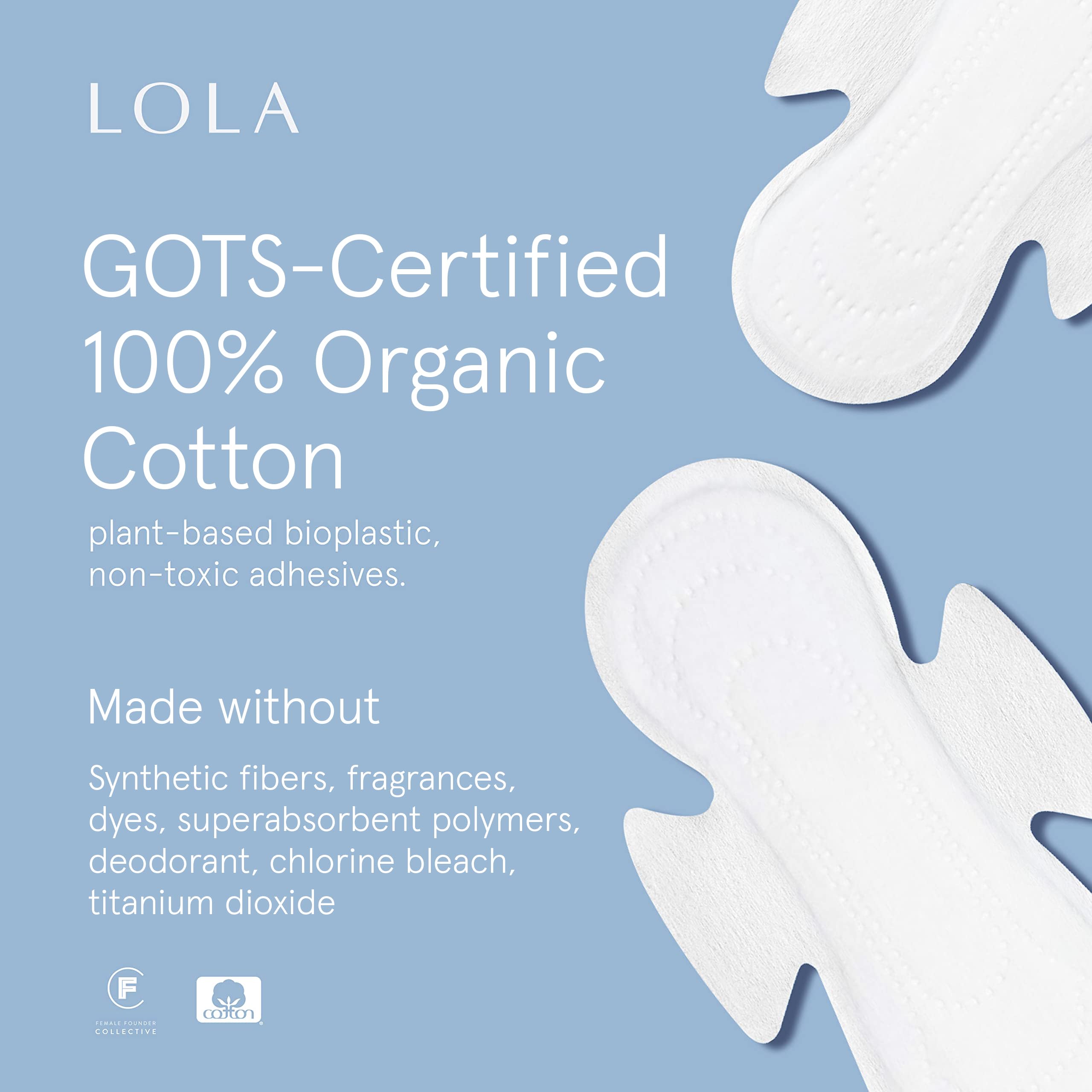 LOLA ultra-thin pad with wings offers discreet, comfortable protection for on-the-go days.
