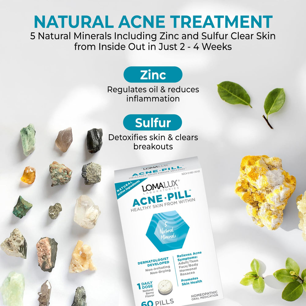 Loma Lux Acne Pills zinc and sulfur mineral formula visual