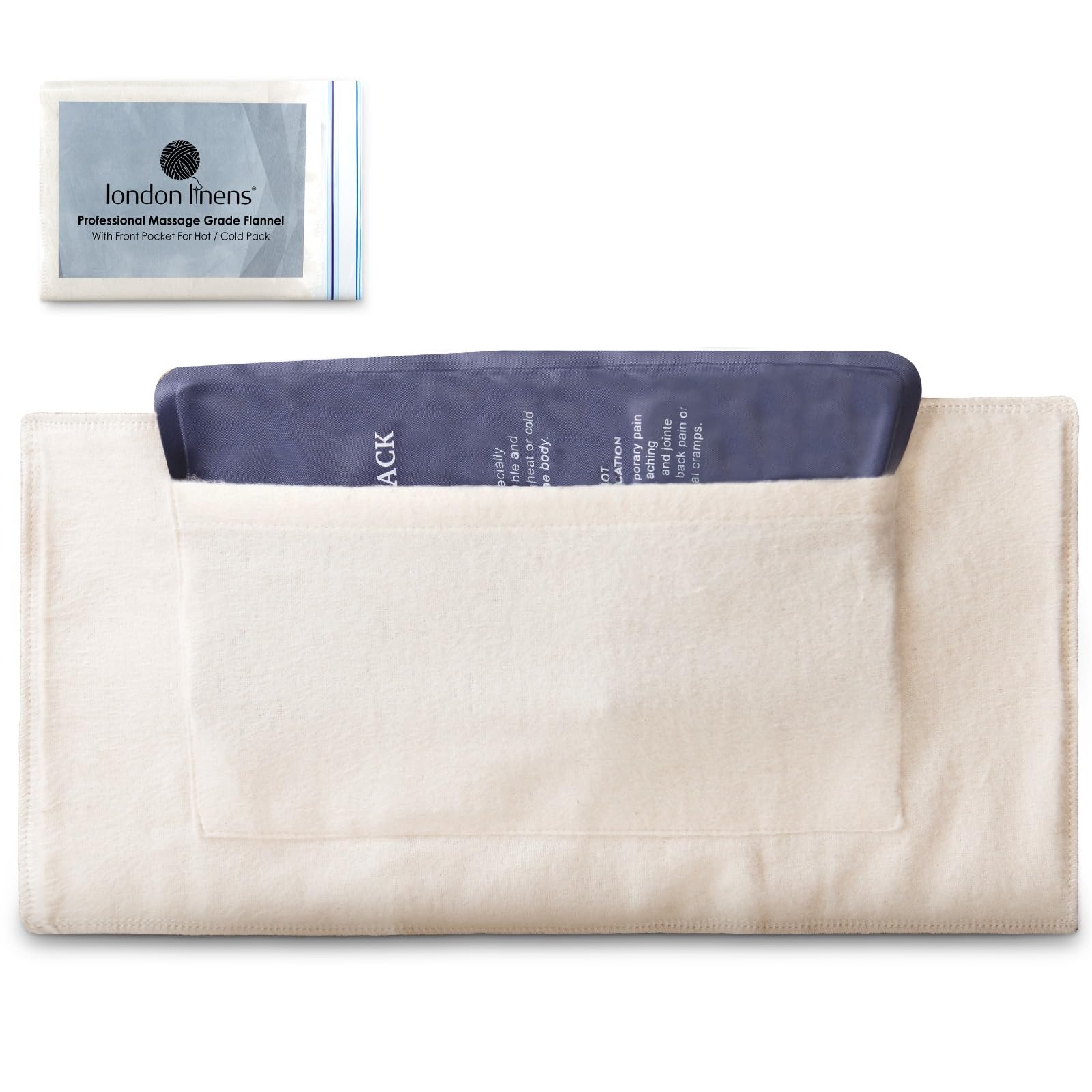 LONDON LINENS castor oil wrap 17.5x9 inch coverage for larger areas