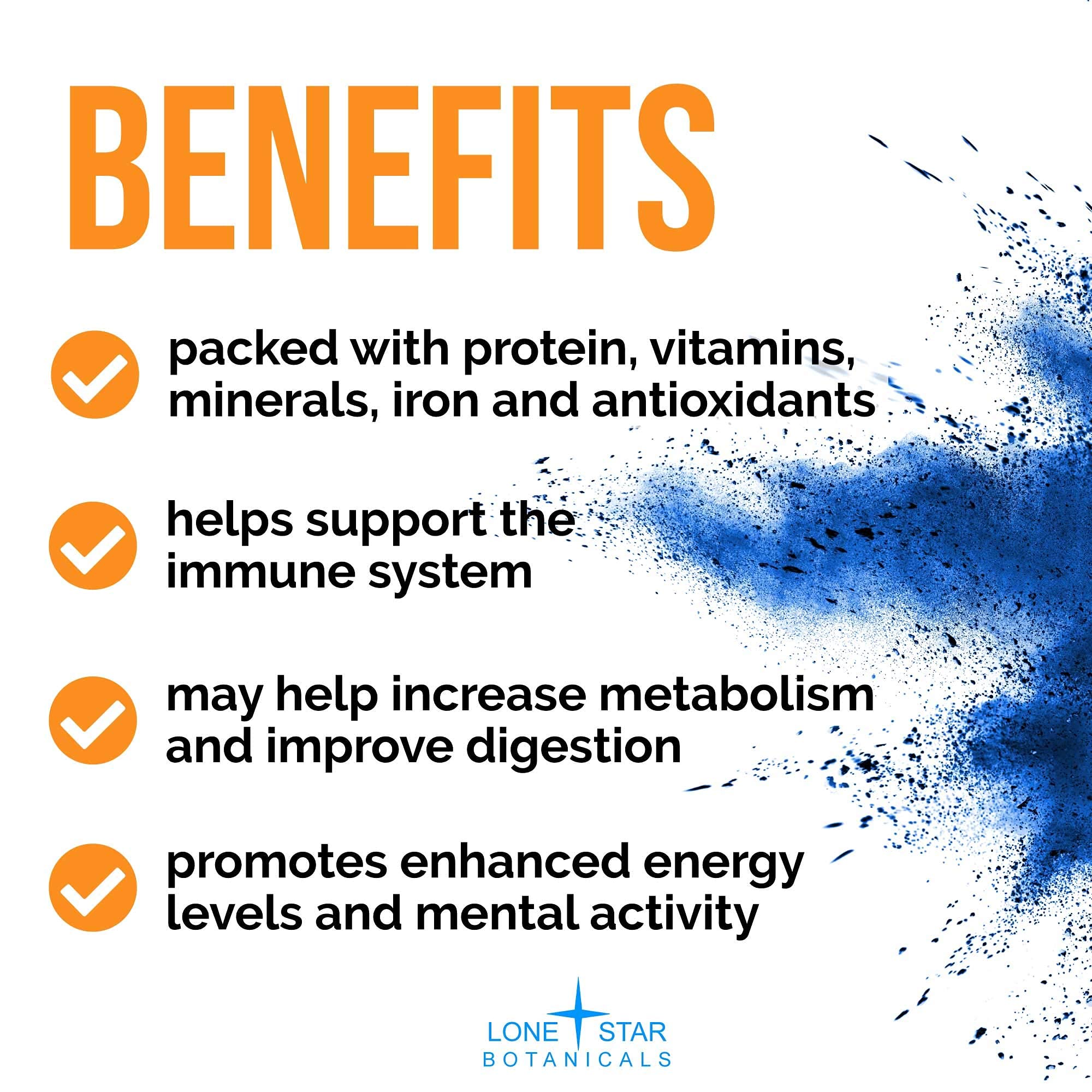 Lone Star Botanicals blue spirulina smoothie with rich blue hue.