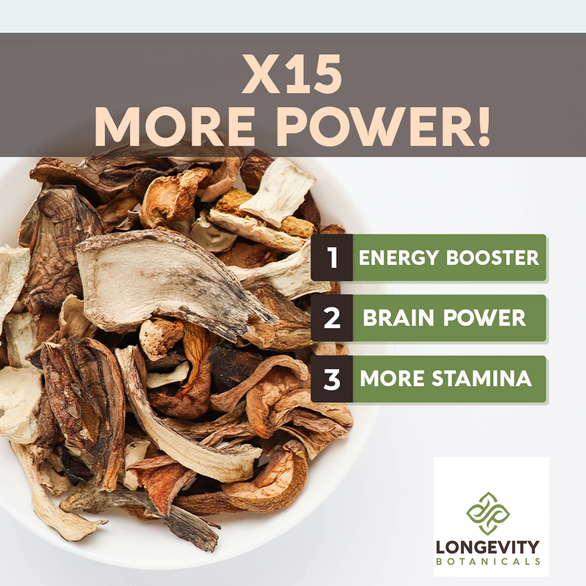 Power 15 beta-D-glucans infographic emphasizes standardized immune-supporting content.