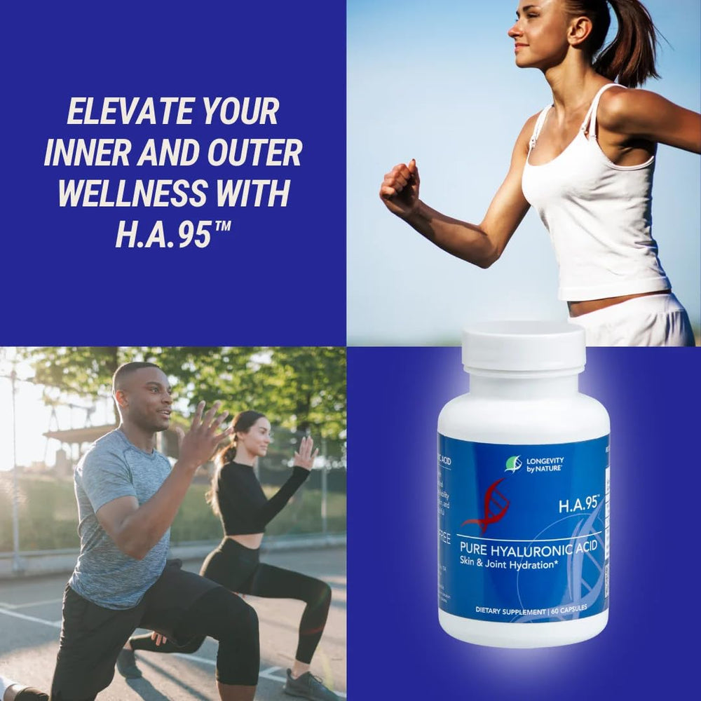 Longevity by Nature H.A.95 capsules close-up for daily antioxidant support.