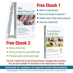 Longevity Premier complimentary e-book and wellness log card included.