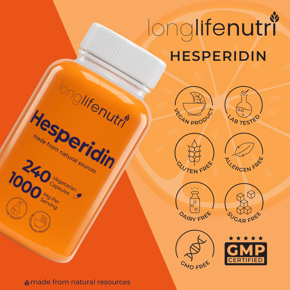 LongLifeNutri Hesperidin bottle with complimentary pill organizer included.