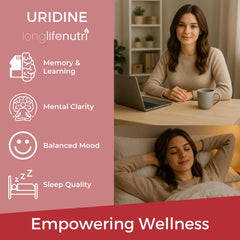 LongLifeNutri Uridine Monophosphate 120 capsules four-month supply.