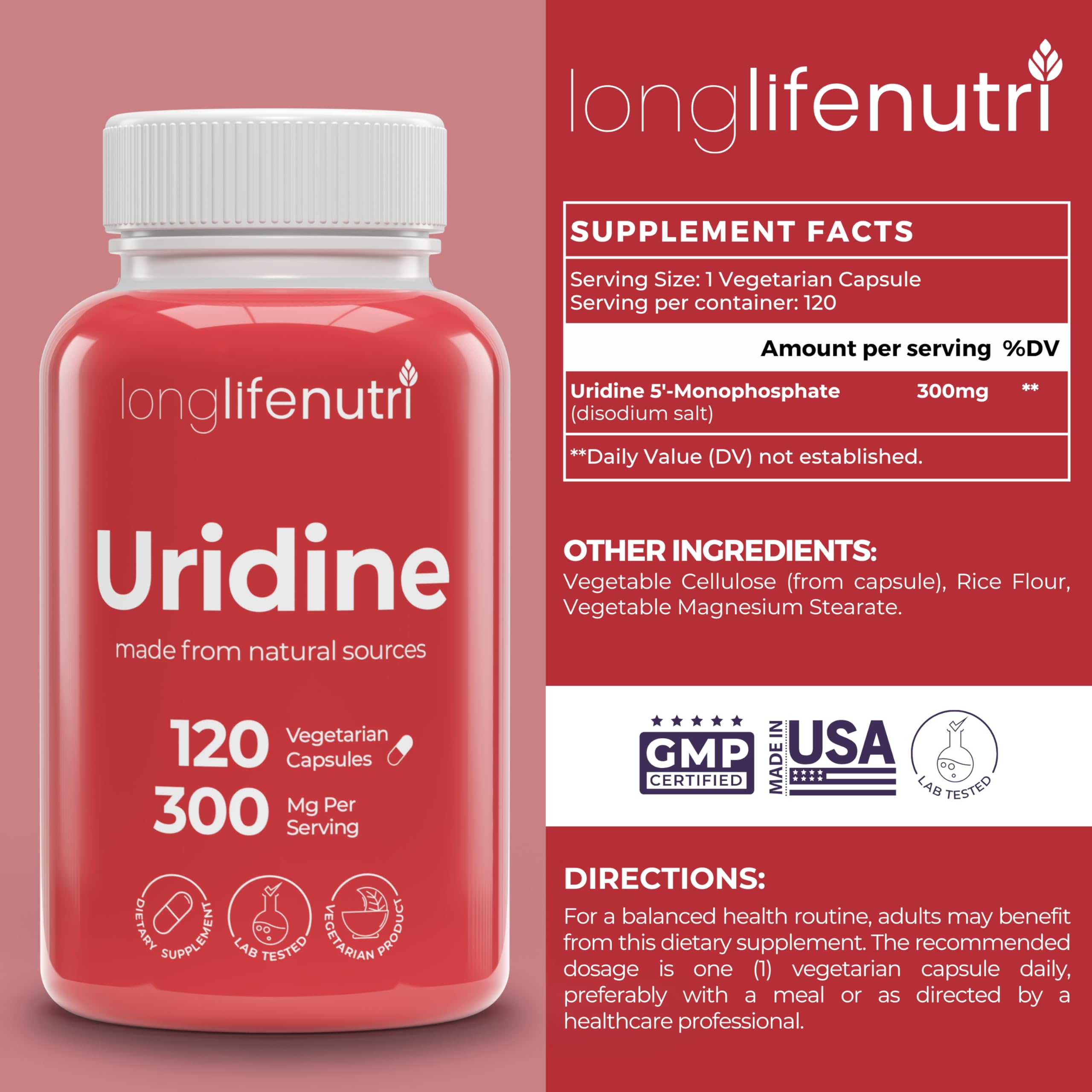 Pouring LongLifeNutri Uridine Monophosphate capsules for easy daily use.
