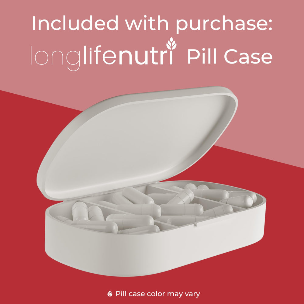 Label shows 300 mg Uridine Monophosphate per capsule on LongLifeNutri bottle.