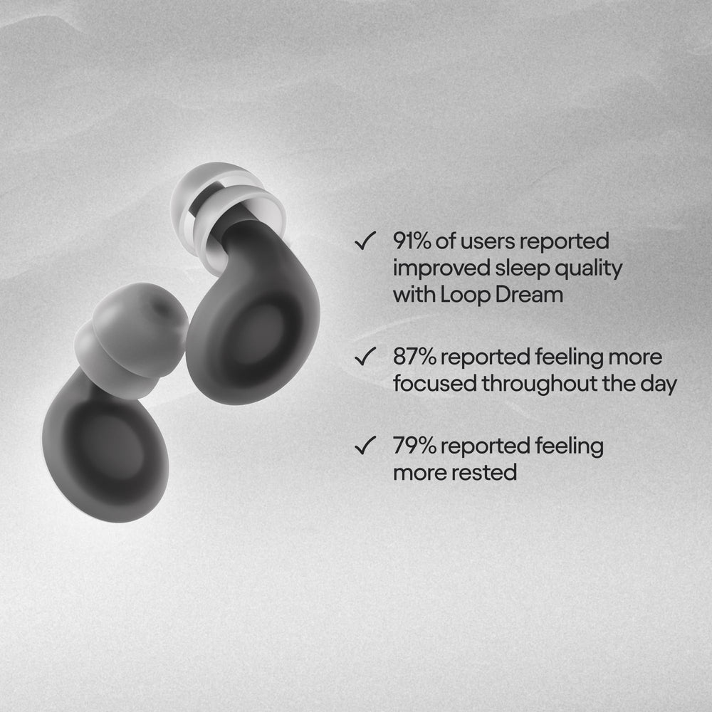 Loop Dream oval tips conform to the ear for comfort.