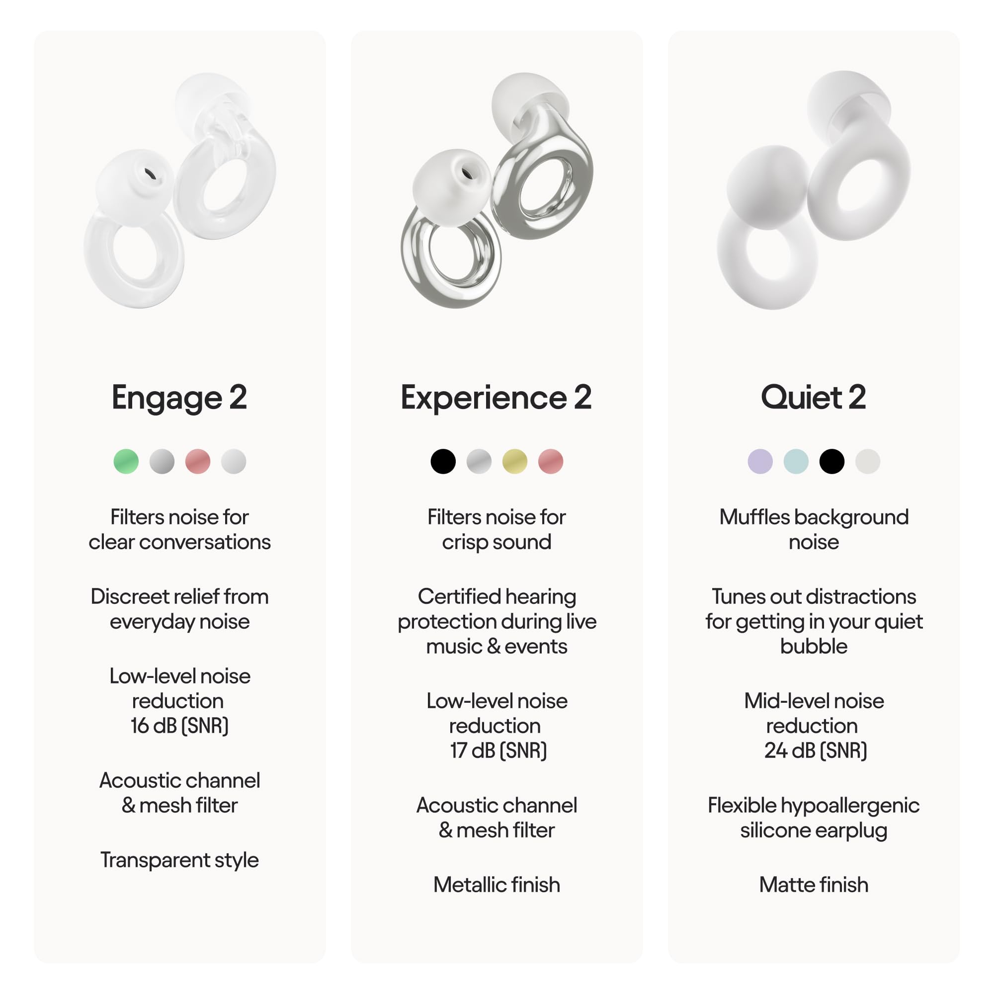 Loop Engage 2 earplugs offer up to 16 dB noise reduction for calmer focus.