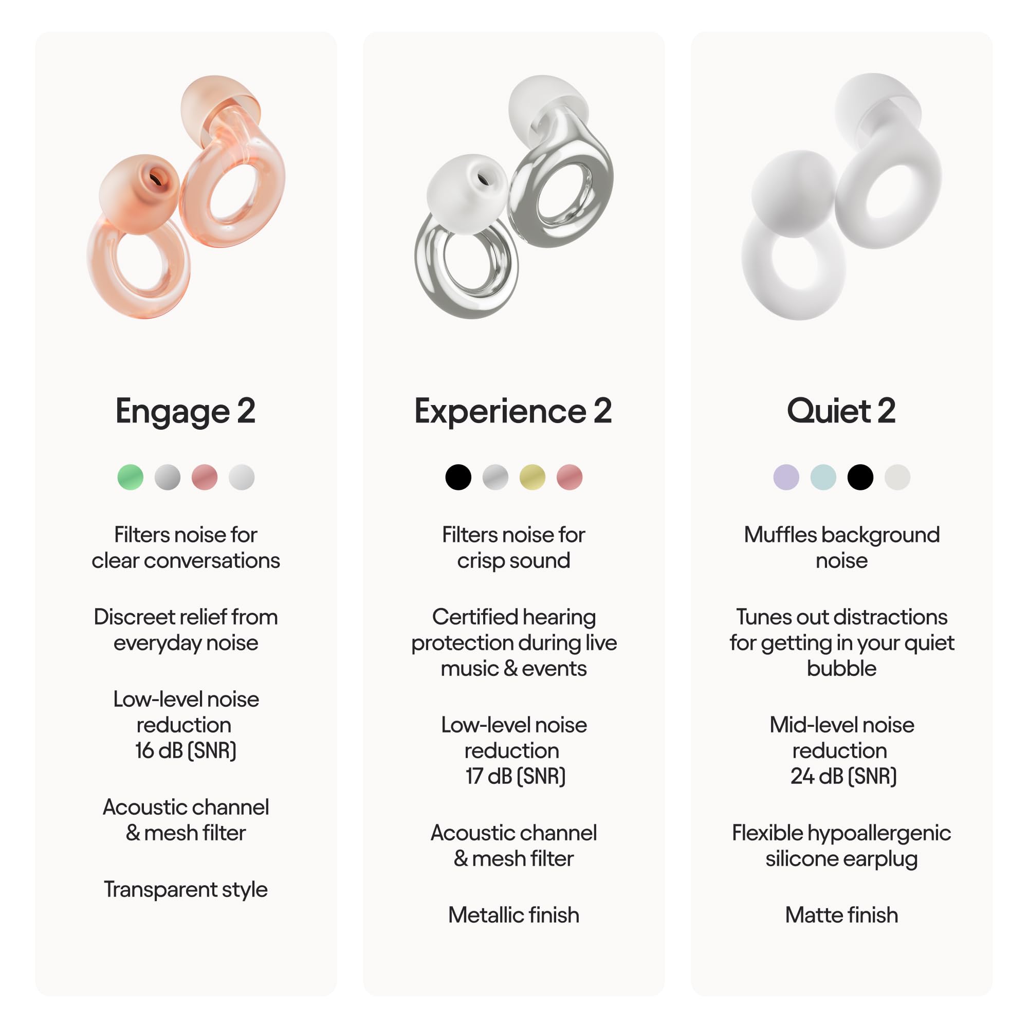 Loop Engage 2 earplugs beside a compact carrying case for portability.