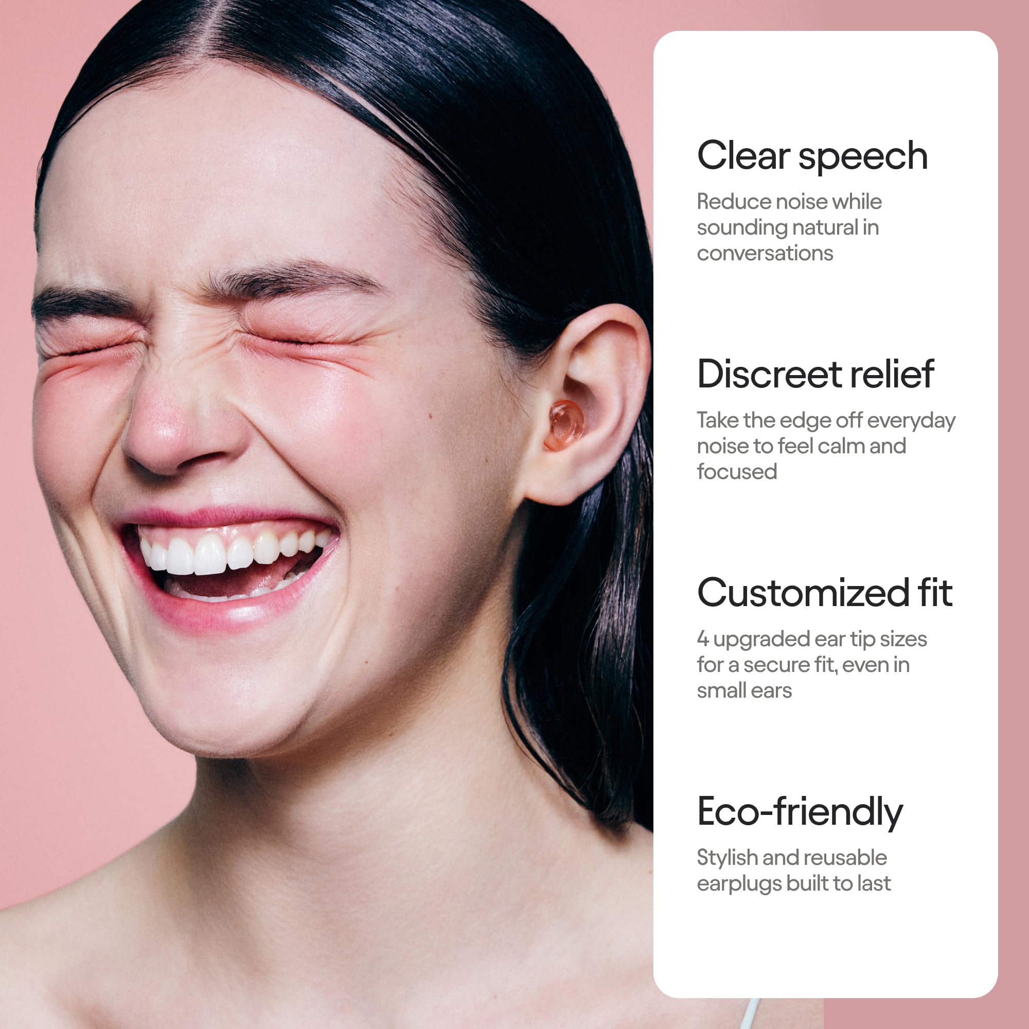 Loop Engage 2 worn during conversation for discreet comfort
