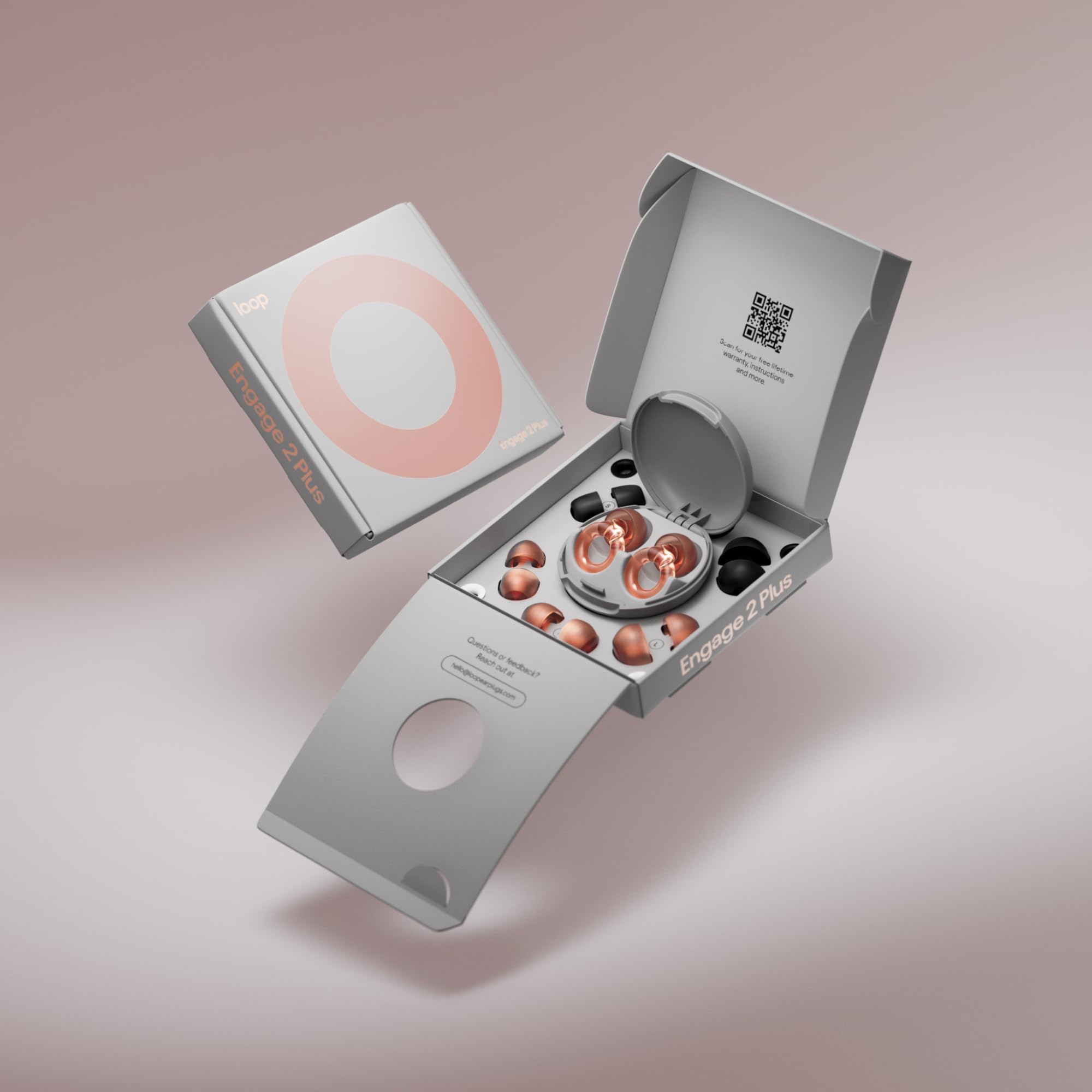 Loop Engage 2 Plus rose case, portable carry for on-the-go quiet moments.