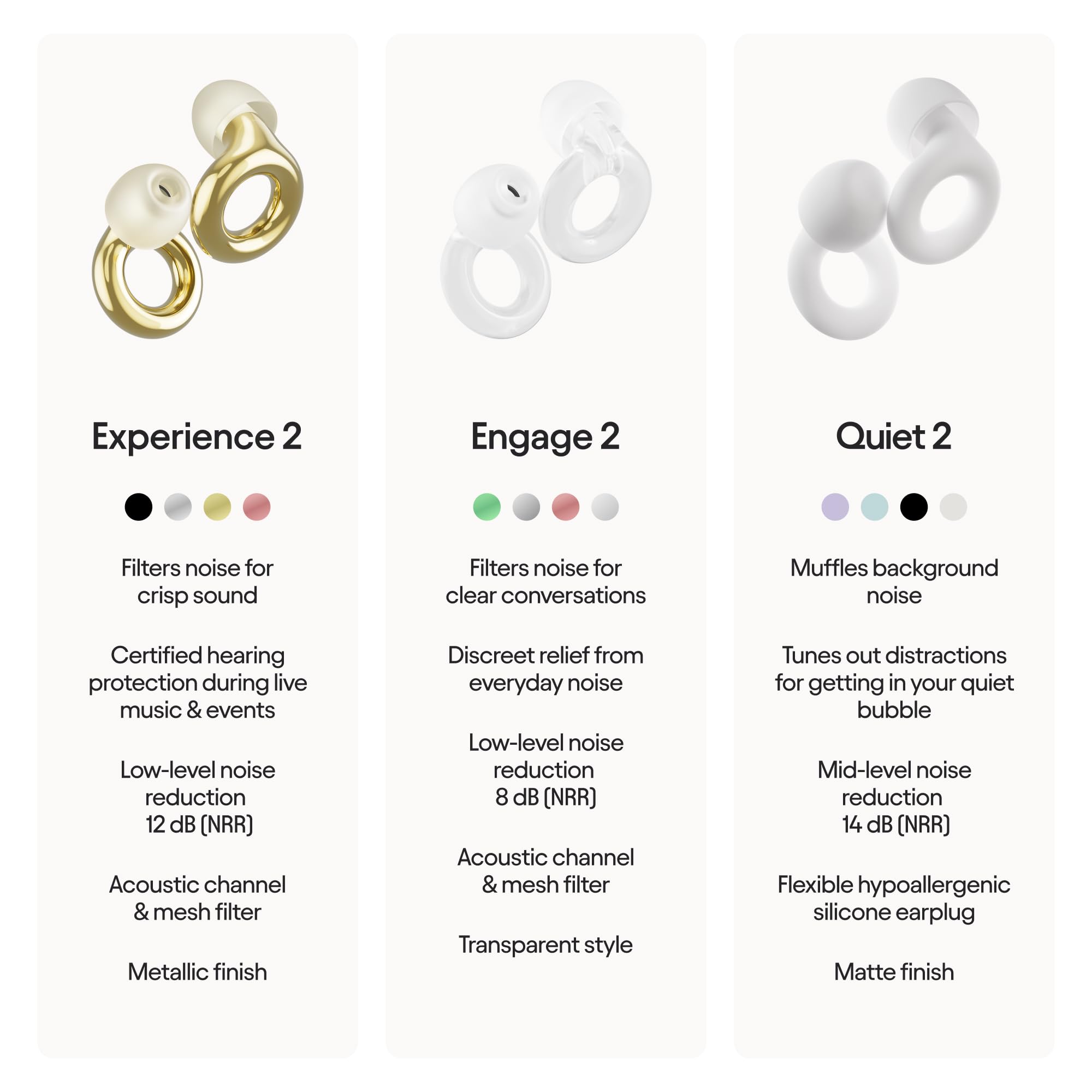 Loop Experience 2 earplugs side view with focus on design