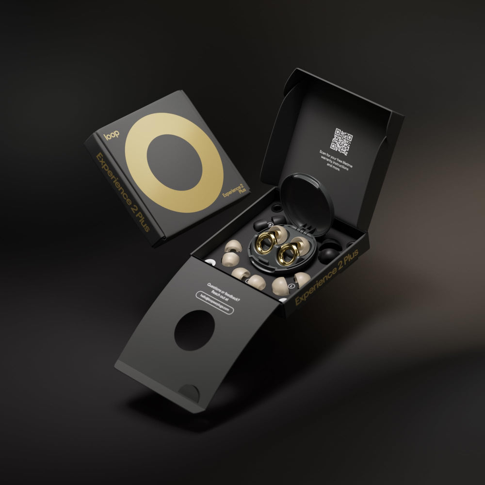 Loop Experience 2 Plus earplugs with mute accessory offer extra coverage